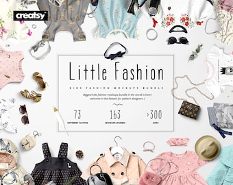 Little Fashion Kids Apparel Mockup Bundle 3d Logo Mockup Photos Graphics Fonts Themes Templates