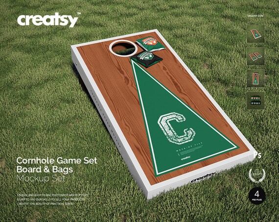 Download Free Cornhole Game Set Board Pillows Mockup Cornhole Board ...