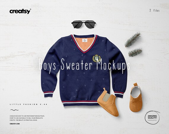 Boys Sweater Mockup Set Little Fashion Series Kids Sweater 3d Photorealistic Logo Mockup Free Download