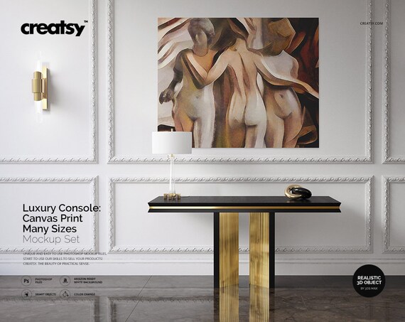 Luxury Console Canvas Print Many Sizes Mockup Set Canvas