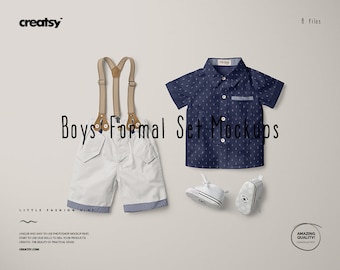 Download Boys Formal Set Mockups (Little Fashion Series: VOL.11), Short Mockup, Shirt Tempalte, Cute ...