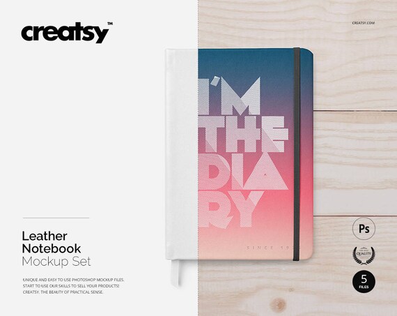 Download Free Leather Notebook Mockup Set Many Views Rubber Band ...