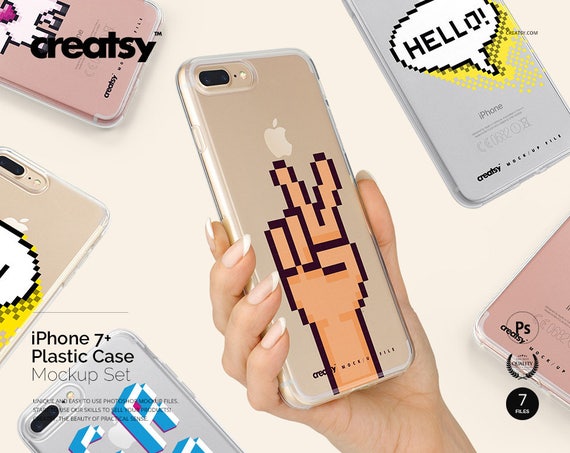 Iphone 7 Clear Case Mockup Set Trasparent Case Mockup