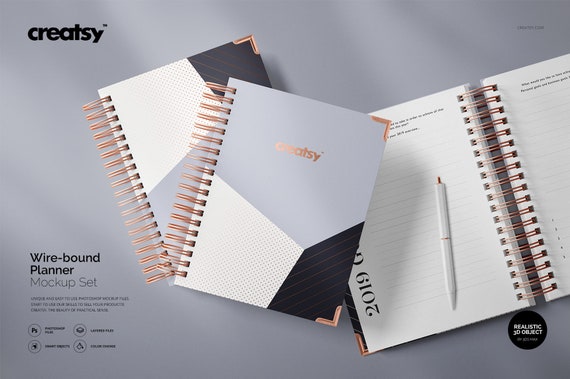 Download Free Wirebound Planner Mockup Set Wedding Planner Planner ...