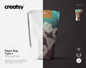 Download Free Paper Bag Mockup Set Paper Template Custom Kraft Bag Coffee Bag Storage Kitchen Box Container Ziplock Food Personalized Tea Psd Paper Best Free Packaging Mockups Template PSD Mockup Template