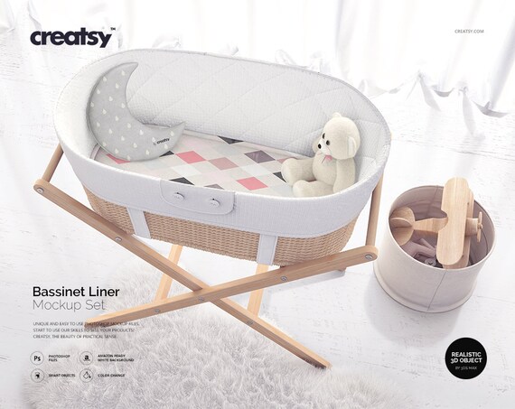 Bassinet Liner Mockup Set Blanket Mockup Crib Tempalte Baby Bassinet Liner Mockup Set Blanket Mockup Crib Tempalte Baby