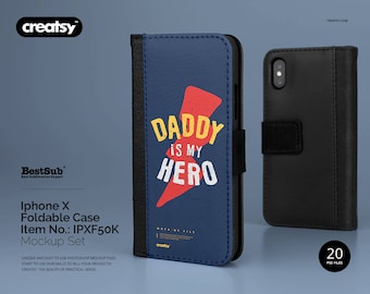 Download iPhone X Foldable Case Mockup Set, Iphone 10 Template, Custom Phone Case, Iphone Case, Leather ...