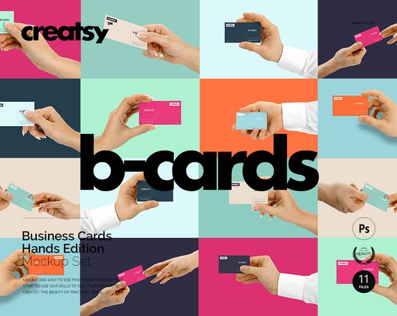 Business Cards Mockup Set Hands Edition Editable Bcards Template