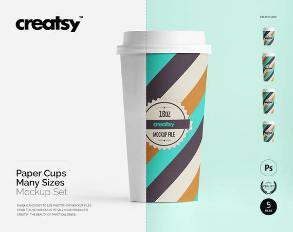 Paper Cups Mockup Set Many Sizes Cup Mockup Mug