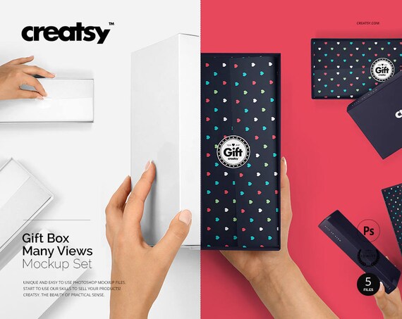 Gift Box Mockup Set Mailing Box Template Kraft Boxes
