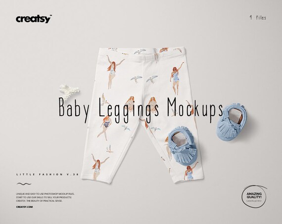 Baby Leggings Mockup Set Little Fashion Series Kids Leggings
