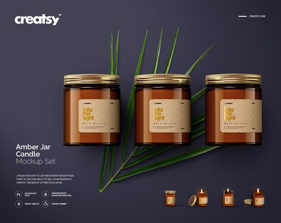 Amber Jar Candle Mockup Set Candle Mockup Candle Temaplte Amber Jar Candle Mockup Set Candle Mockup Candle Temaplte