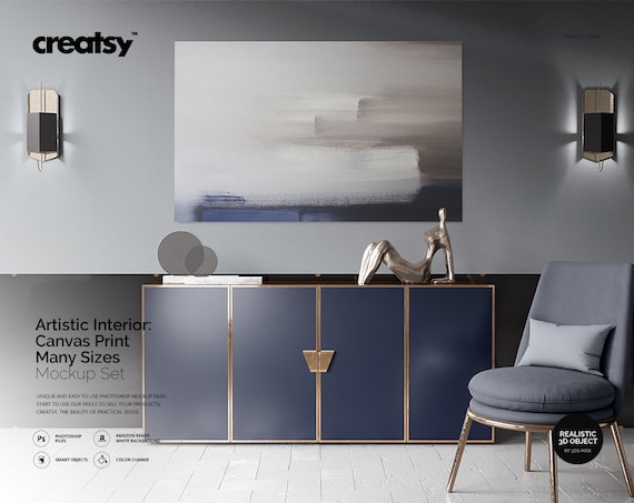 Download Free Artistic Interior Canvas Print Many Sizes Mockup Set Canvas New PSD Mockup Template