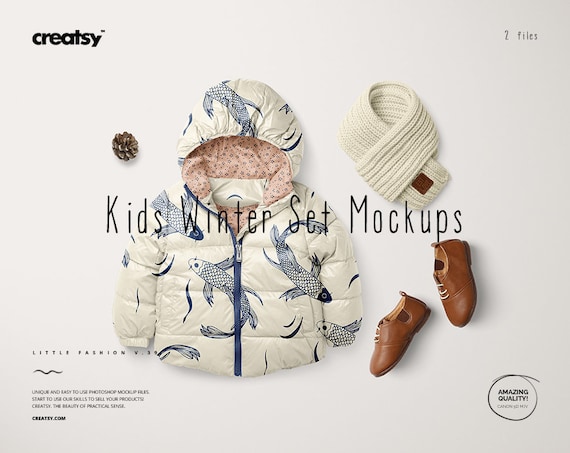 Download Free Kids Winter Set Mockups Little Fashion Series Vol39 Kids Mockup PSD Mockup Template
