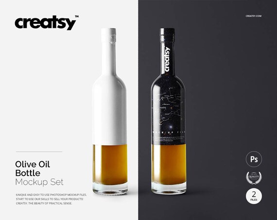 Olive Oil Bottle Mockup Set Glass Bottle Template Bottle