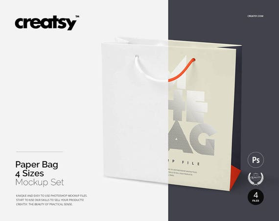 Paper Bag 4 Sizes Mockup Set Gift Bag Bifts