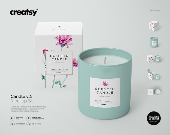 Candle And Box Mockup Set V2 Nontransparent Cadle Template