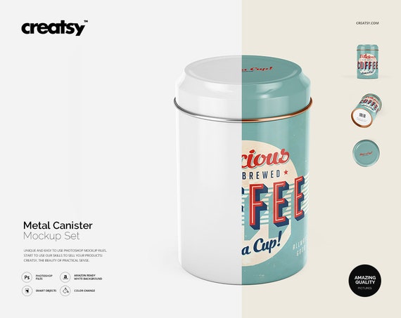 Metal Canister Mockup Set Canister Template Personalized Canister Metal