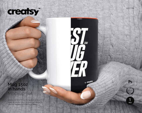 Mug Mockup 15 Oz Woman Holding Mug In Hands
