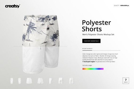 Mens Polyester Shorts Mockup Set Shorts Template Custom Shorts