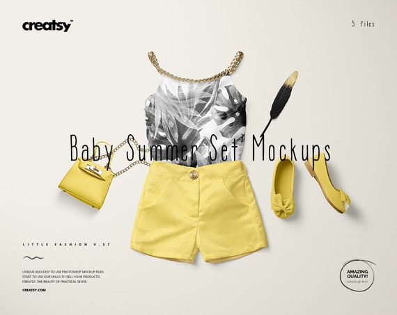 Download Free Baby Summer Set 2 Mockup Set Little Fashion Series Psd New Paper Logo Mockup Template Free Download PSD Mockup Templates