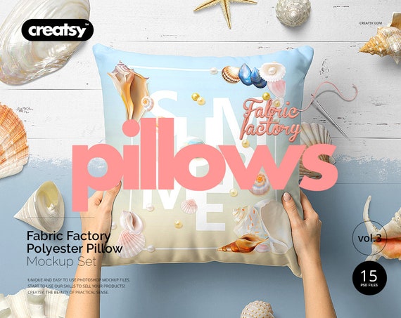 Fabric Factory Vol3: Polyester Throw Pillow Mockup Set Custom