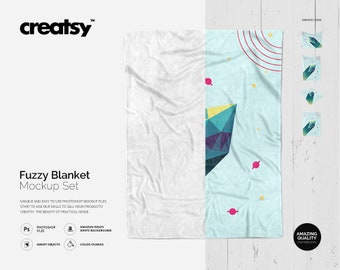 Download Free Fuzzy Blanket Mockup Set, Blanket Template, Custom Blanket, Flutty Personalized Blanket PSD Template