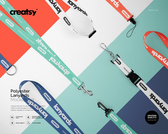 Polyester Lanyards Mockup Set Lanyards Tempalte Custom Lanyards Custom Polyester Lanyards Mockup Set Lanyards Tempalte Custom Lanyards Custom