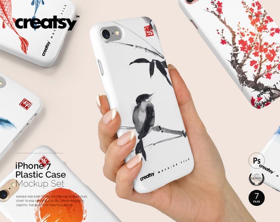 Iphone 7 Plastic Case Mockup Set Plastic Full Warp