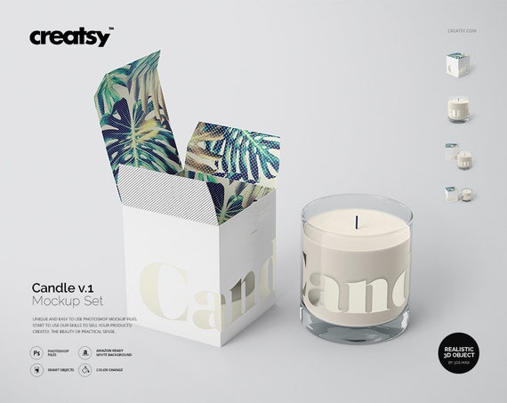 Candle And Box Mockup Set V1 Candle Template Box