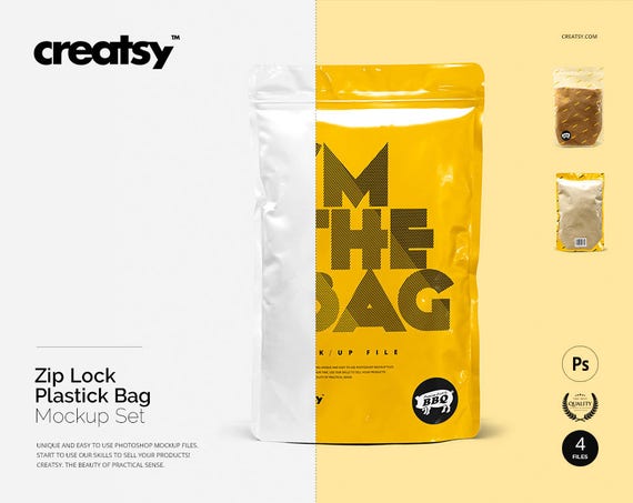 Download Free Zip Lock Plastic Bag Mockup Set Bag Template Plastic ...