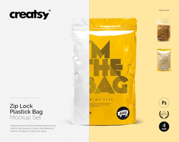 Zip Lock Plastic Bag Mockup Set Bag Template Plastic Mockup Psd Perspective