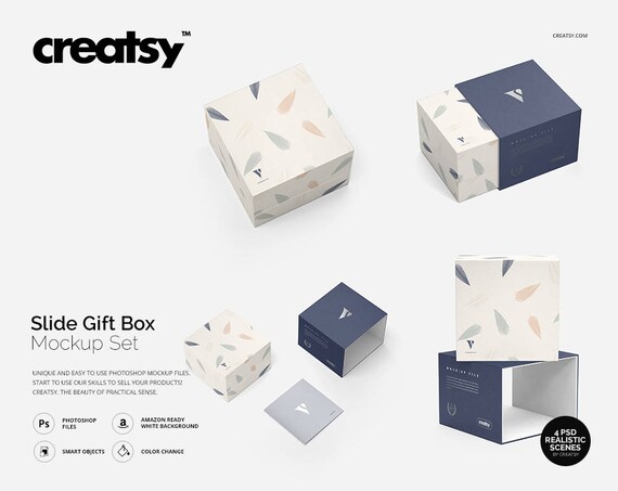 Slide Gift Box Mockup Set Personalized Box Slide Box Slide Gift Box Mockup Set Personalized Box Slide Box