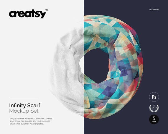 Infinity Scarf Mockup Oblong Scaf Chiffon Fabric Neck Scarf