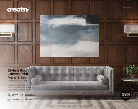 Stylish Room Canvas Print Many Sizes Mockup Set Custom