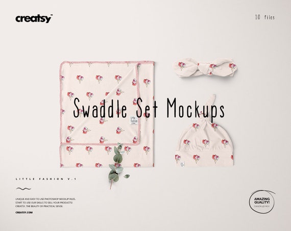 Swaddle Set Mockup Set Blanket Mockup Baby Hat Mockup
