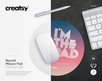 Download Round Mouse Pad Mockup Set On Wood Background Mouse Pad Template Personalized Mouse Pad 3d Psd Mockups PSD Mockup Templates