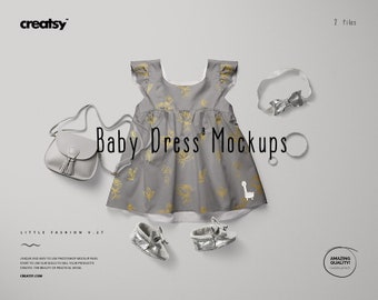 Download Baby Dress Mockup Set 9 Little Fashion Series Dress Template Baby Girl Dress Mockup Download Mockups Product PSD Mockup Templates