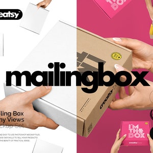 Mailing Box Mockup Set, Mailing box in habnds, Lifestyle Mockup