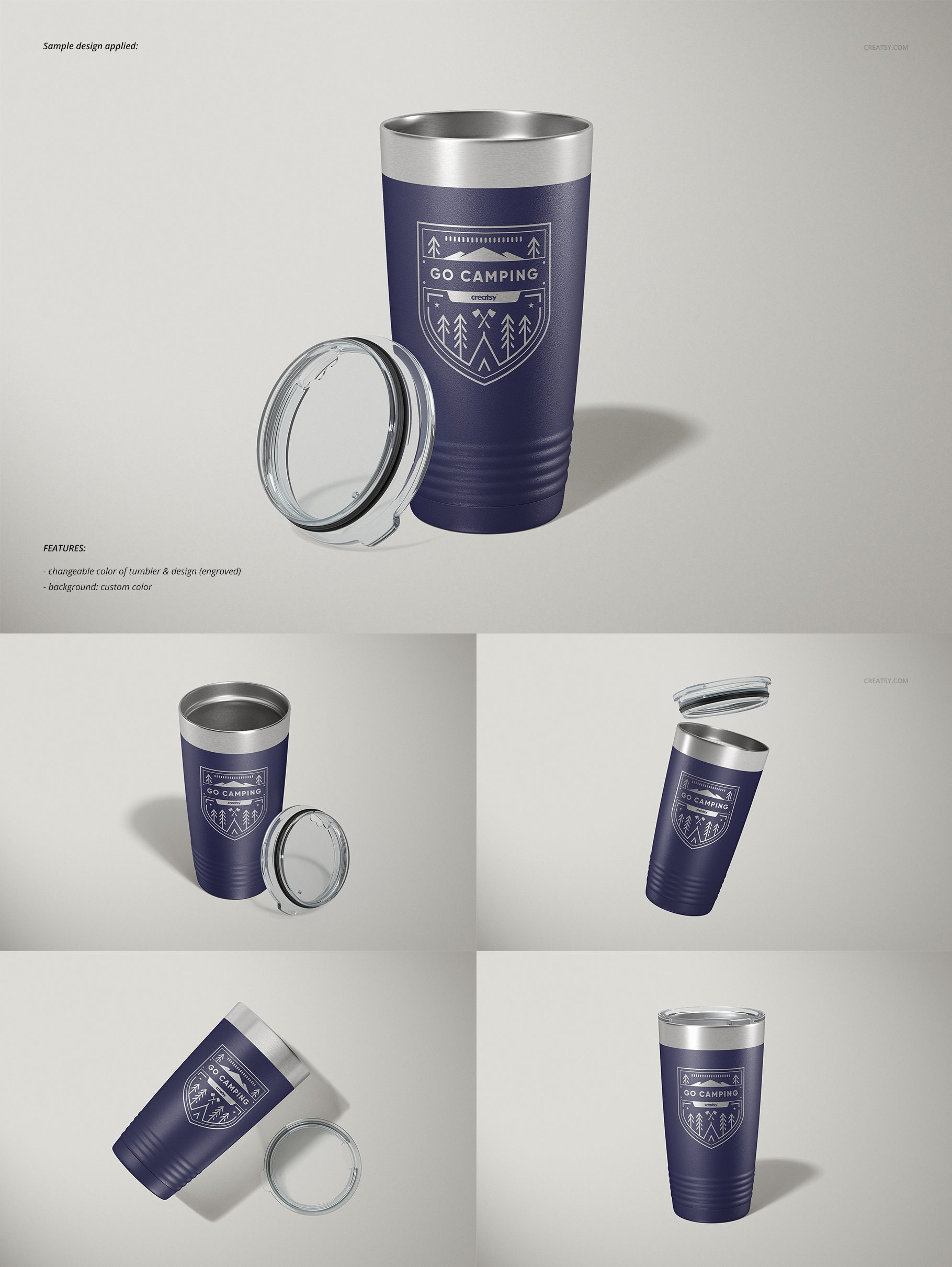 20oz Stainless Steel Vacuum Insulated Tumbler Mockup Set, Tumbler ...