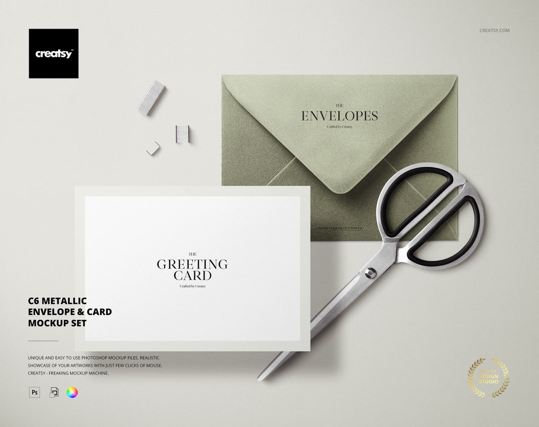 C6 Metallic Envelope & Card Mockup Set Etsy