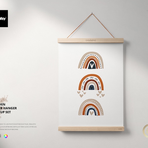 Holz Poster Aufhänger Mockup Set