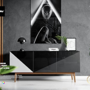 Aluminum Metal Print Mockup Scene Generator