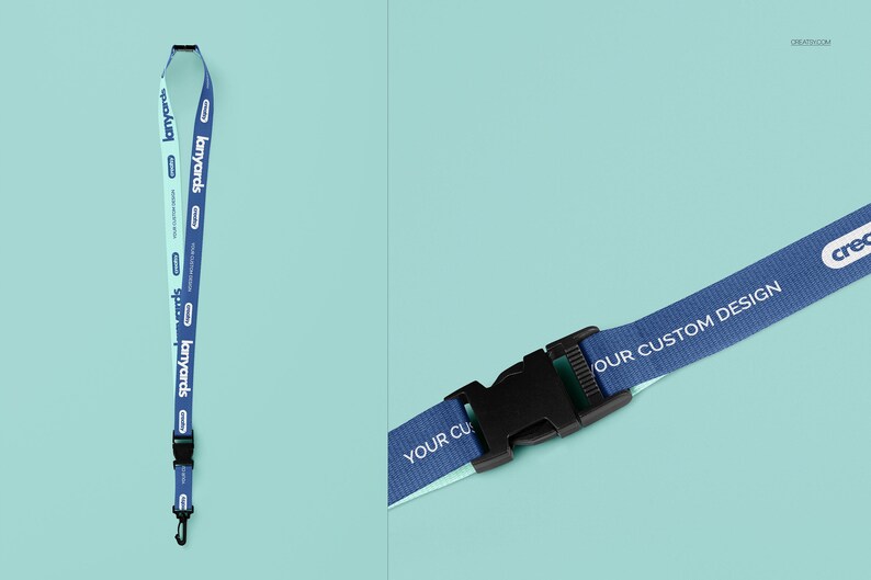 Polyester Lanyard Mockup Set Neck Strap Breakaway Buckle Metal Clip Editable PSD Files image 6