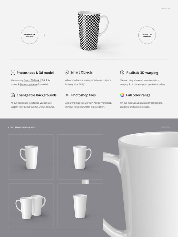 17 Oz Latte Mug Mockup Set For Sublimation 17oz Custom Tall Etsy