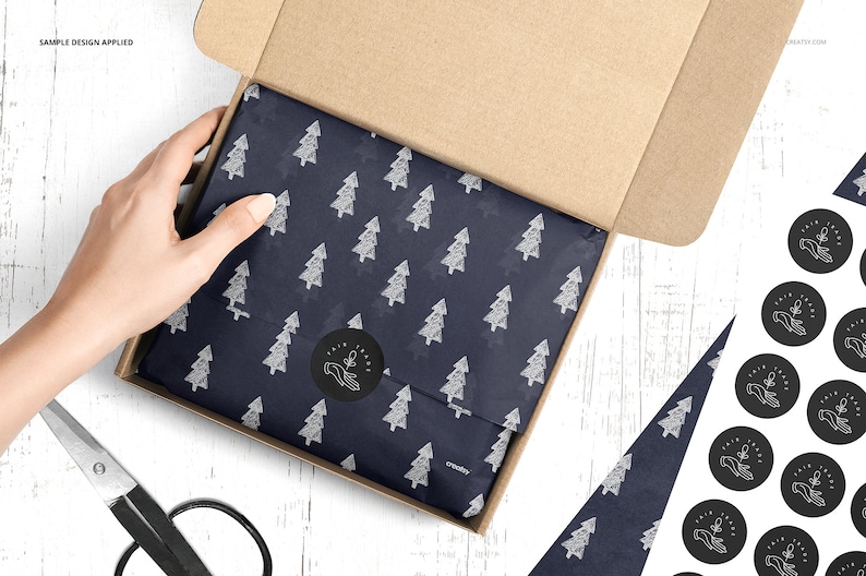 Download Mailing Box Wrapping Tissue Paper Mockup Set | Etsy