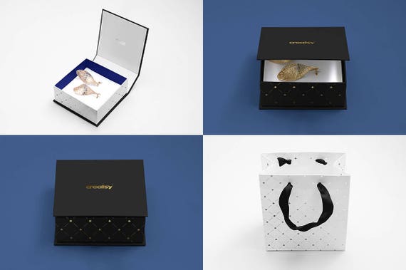 Download Jewelry Box Mockup Set For Earrings Jewelry Bag Template Etsy PSD Mockup Templates