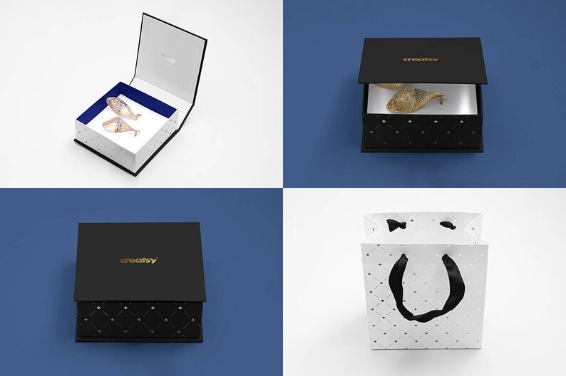 Download Jewelry Box Mockup Set For Earrings Jewelry Bag Template ...