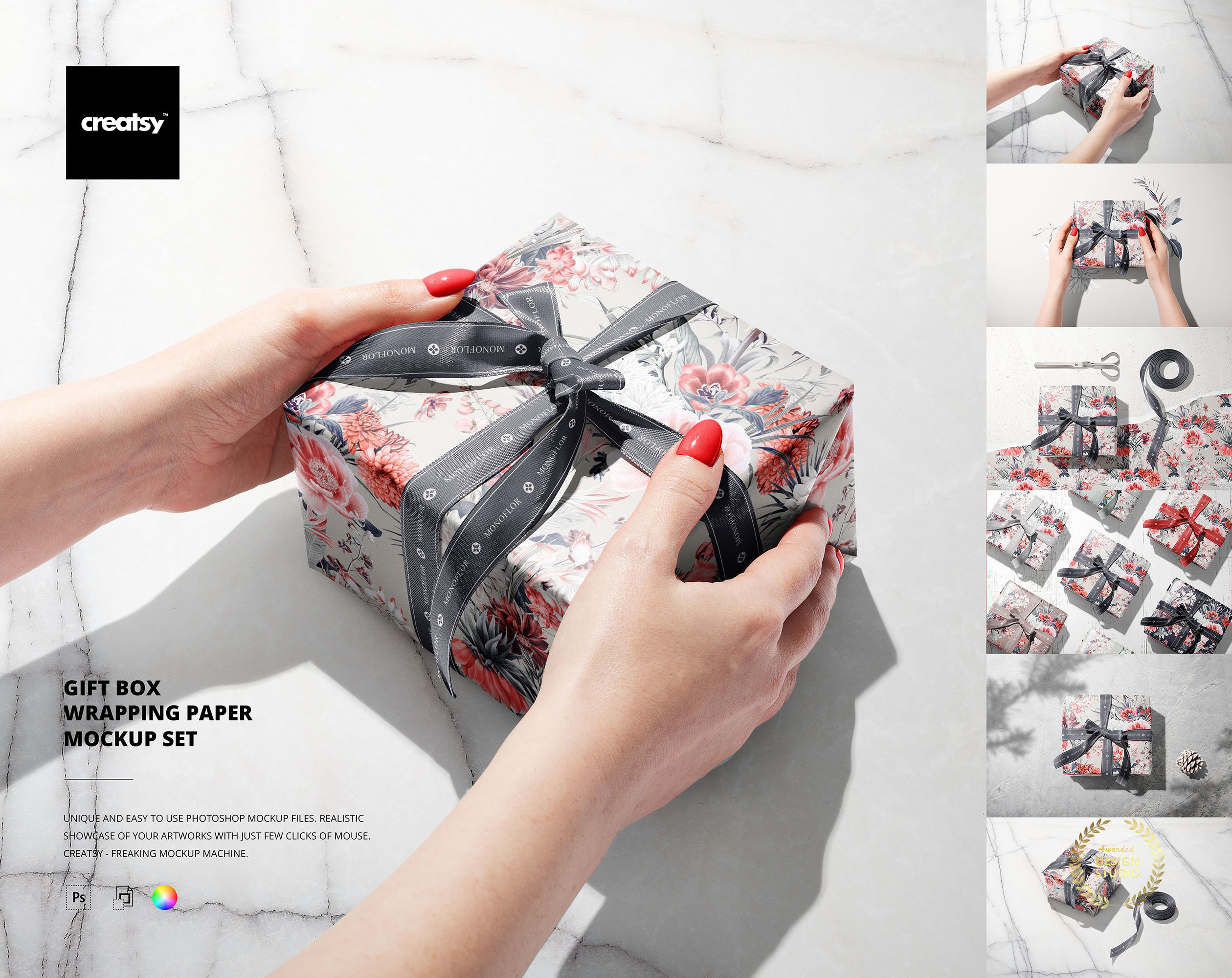 Gift Box Wrapping Paper Mockup Set Etsy