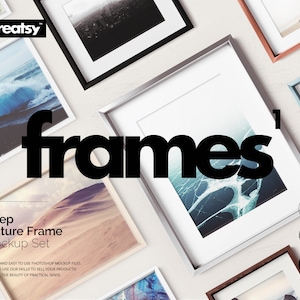Picture Frame Mockup Set: Deep Frame, Wood & Metal (PSD)